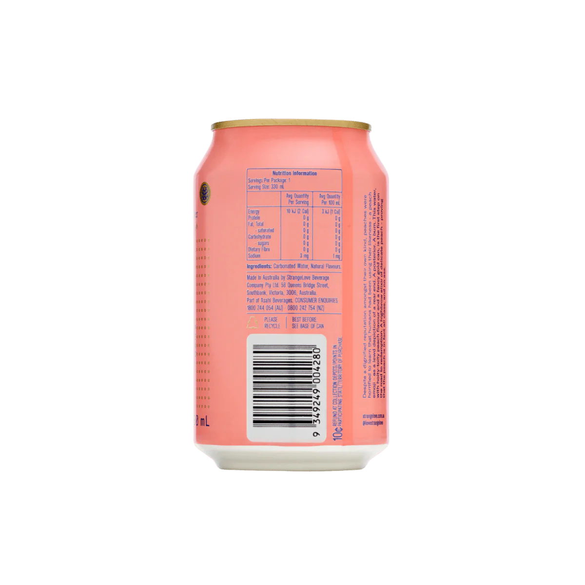 Peach Sparkling Water 330ml x 24 - Image 4
