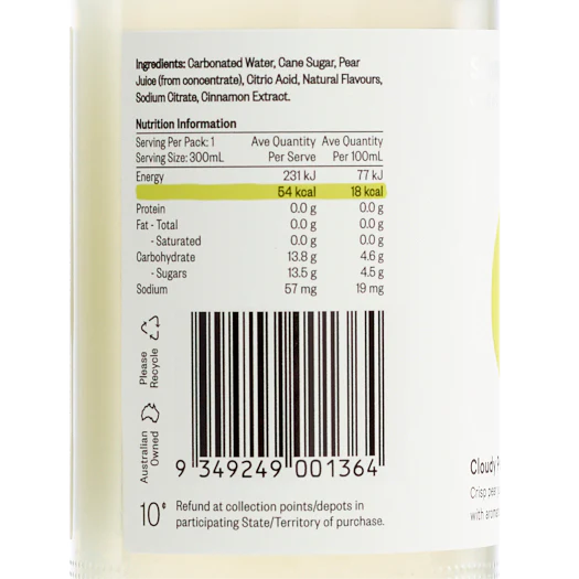 Cloudy Pear & Cinnamon Lo-Cal Soda 300ml x 24 - Image 7
